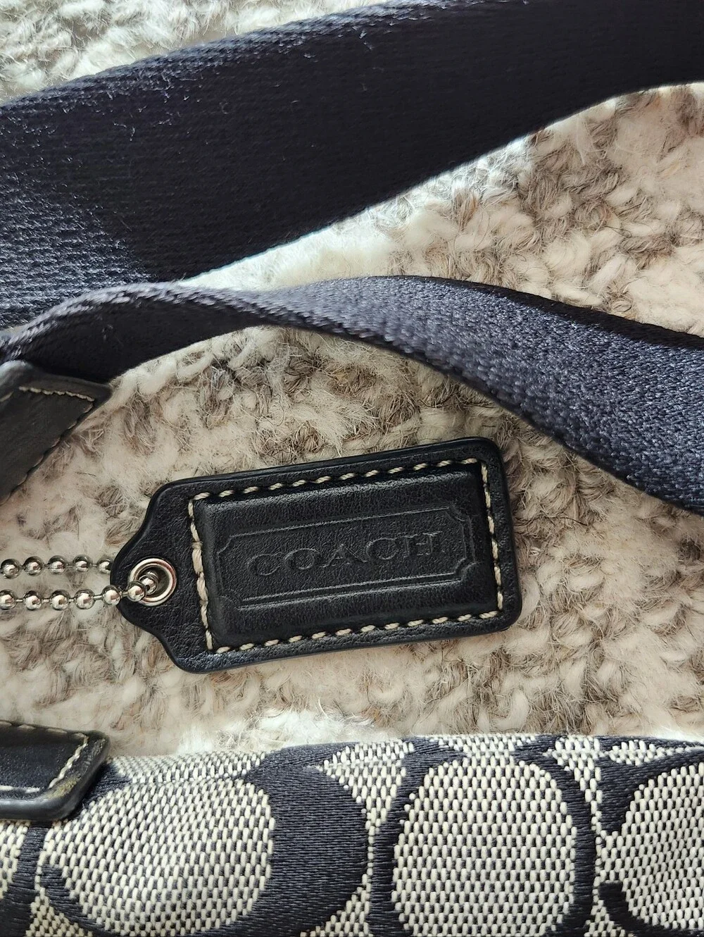 Coach Black and Tan Signature Canvas Crossbody Pouch